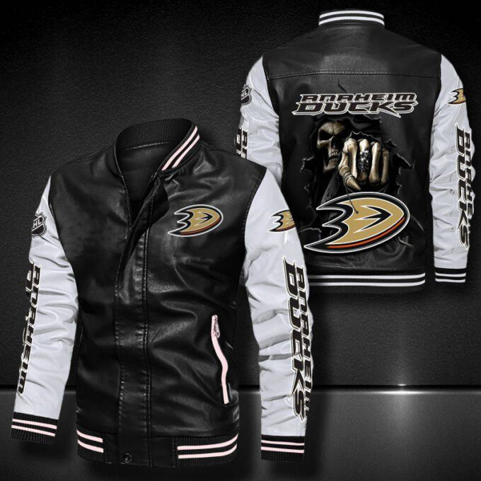Anaheim Ducks Leather Bomber Jacket