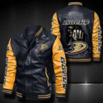 Anaheim Ducks Leather Bomber Jacket