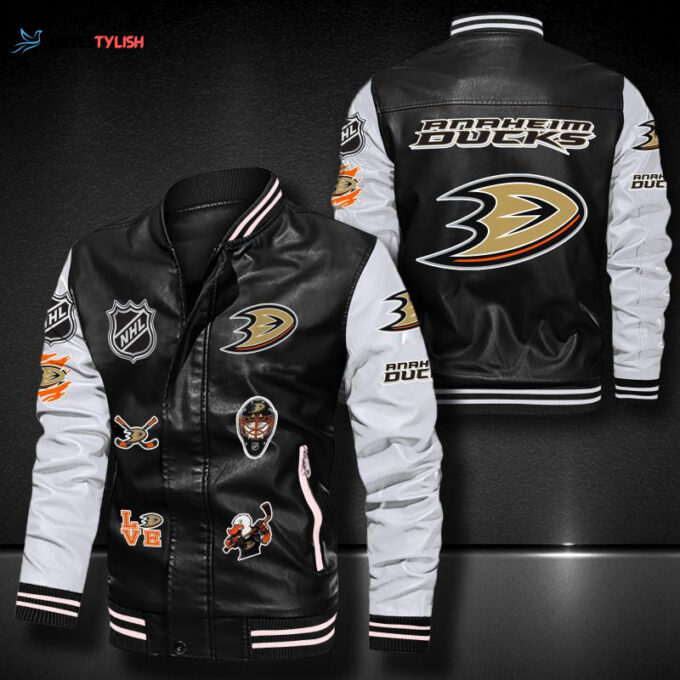 Anaheim Ducks Leather Bomber Jacket