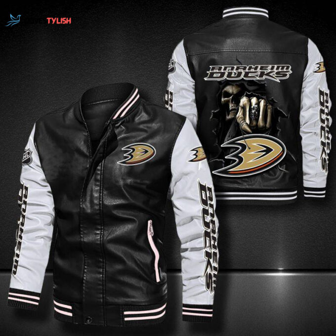 Anaheim Ducks Leather Bomber Jacket