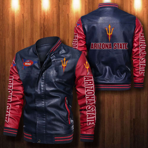 Arizona State Sun Devils football Leather Bomber Jacket