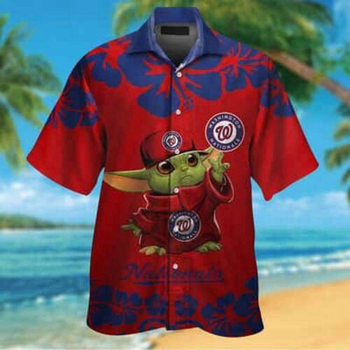 MLB Washington Nationals Hawaiian Shirt Tropical Flower Pattern Beach Lovers Gift