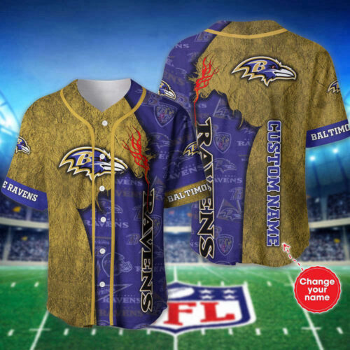 Baltimore Ravens NFL 3D Personalized Baseball Jersey  For Men Women