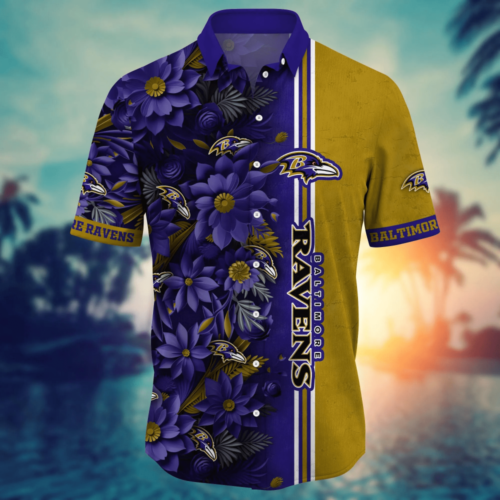 Baltimore Ravens NFL Flower Hawaii Shirt  For Fans, Custom Summer Football Shirts