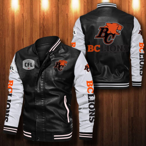 BC Lions Leather Bomber Jacket