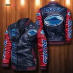 Blues Rugby Leather Bomber Jacket