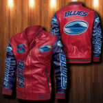 Blues Rugby Leather Bomber Jacket