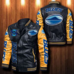 Blues Rugby Leather Bomber Jacket