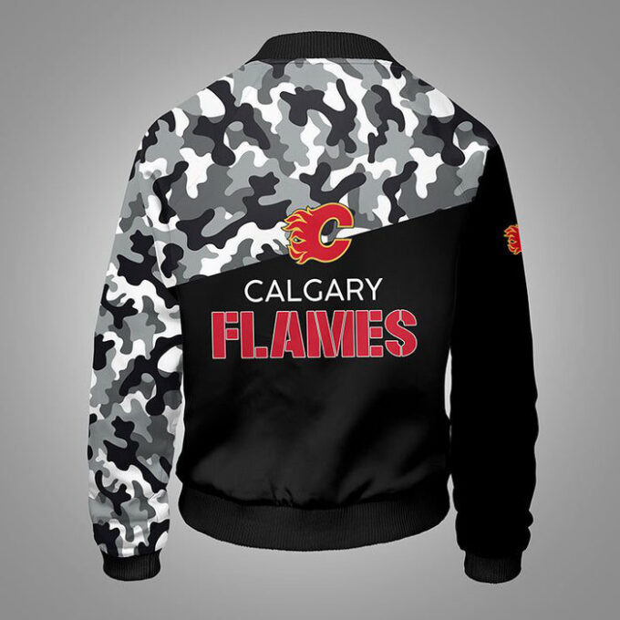 Calgary Flames Camouflage Black Bomber Jacket