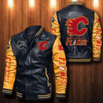 Calgary Flames Leather Bomber Jacket