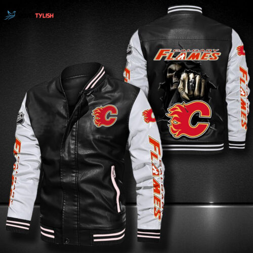 Calgary Flames Leather Bomber Jacket