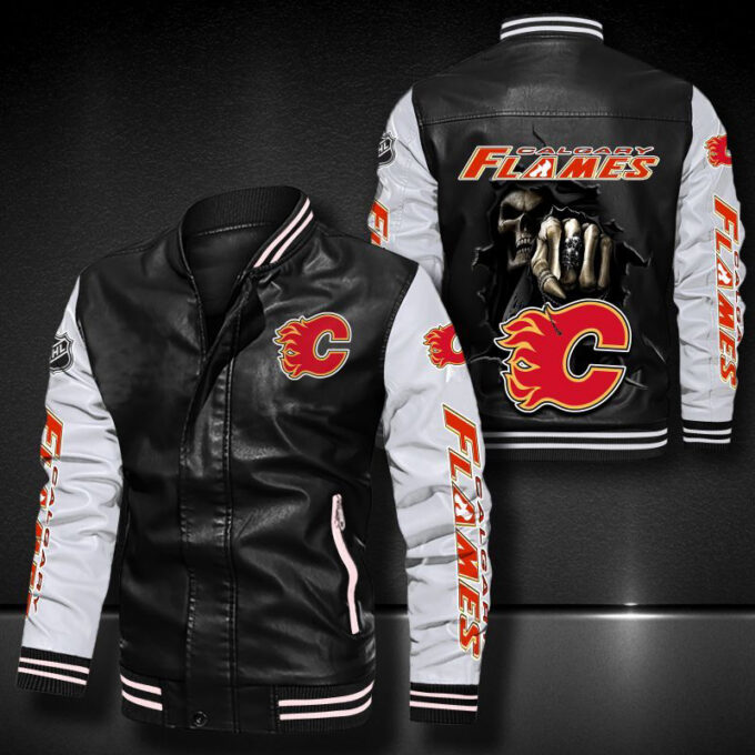 Calgary Flames Leather Bomber Jacket