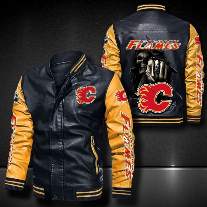 Calgary Flames Leather Bomber Jacket