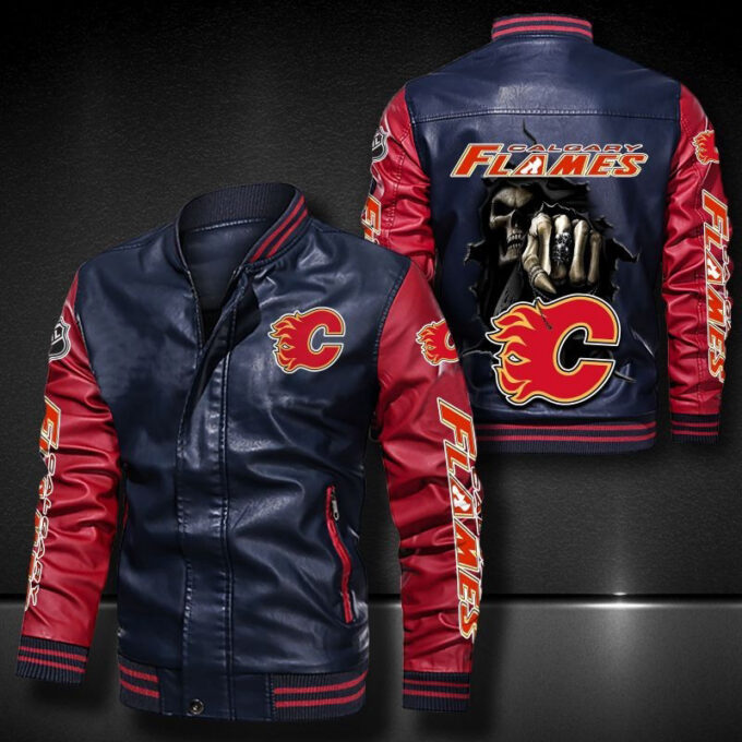 Calgary Flames Leather Bomber Jacket