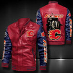 Calgary Flames Leather Bomber Jacket