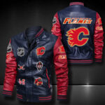 Calgary Flames Leather Bomber Jacket