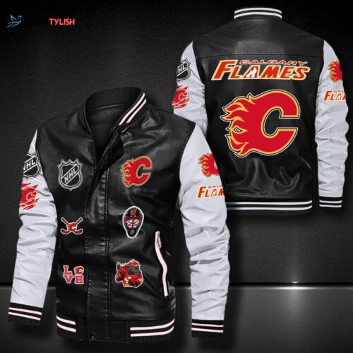 Calgary Flames Leather Bomber Jacket