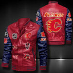 Calgary Flames Leather Bomber Jacket