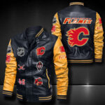 Calgary Flames Leather Bomber Jacket