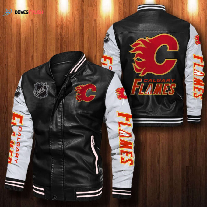 Calgary Flames Leather Bomber Jacket