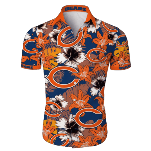 Chicago Bears Tropical Flower Short Sleeve Hawaiian Shirt Gift For Fans