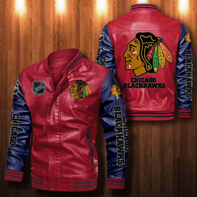 Chicago Blackhawks Leather Bomber Jacket