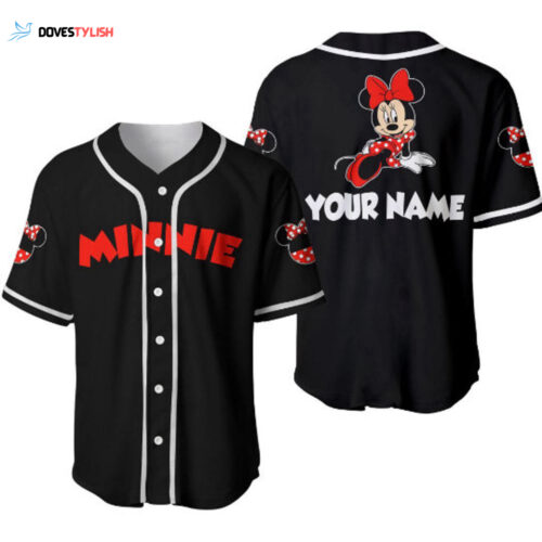 Chilling Minnie Mouse Black,Custom Baseball Jersey Personalized Shirt