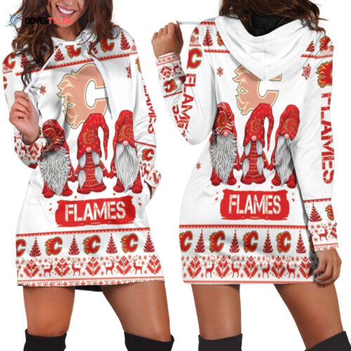 Christmas Gnomes Calgary Flames Hoodie Dress For Women