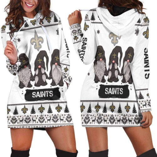 Christmas Gnomes New Orleans Saints Hoodie Dress For Women