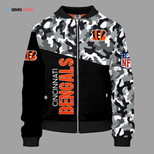 Cincinnati Bengals Camouflage Black Bomber Jacket