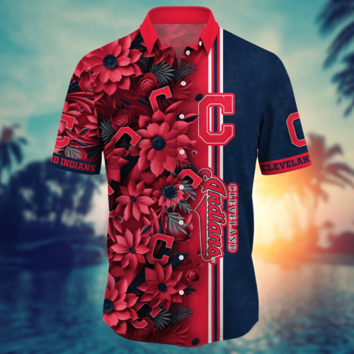 Cleveland Indians MLB Flower Hawaii Shirt  For Fans, Custom Summer Football Shirts
