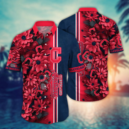 Cleveland Indians MLB Flower Hawaii Shirt  For Fans, Custom Summer Football Shirts