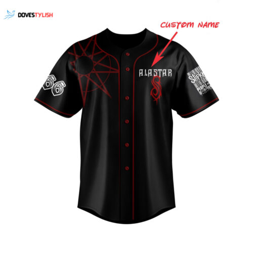 Custom Name & Number Golden Skull Wings Slipknot Baseball Jersey