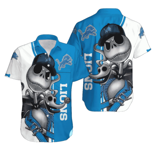 Detroit Lions DL Beach Shirt Jack Skellington And Zero Hawaiian Shirt NFL  For Men Women