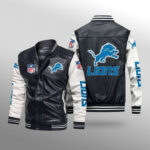 Detroit Lions Leather Bomber Jacket