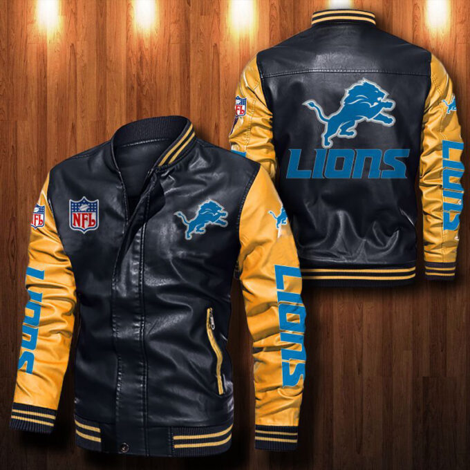 Detroit Lions Leather Bomber Jacket