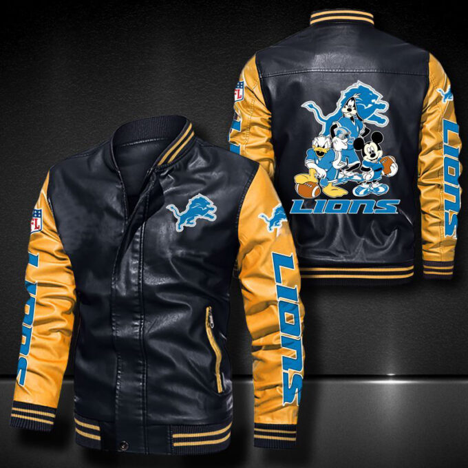 Detroit Lions Leather Bomber Jacket