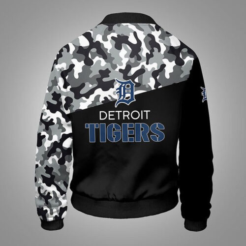 Detroit Tigers Camouflage Black Bomber Jacket