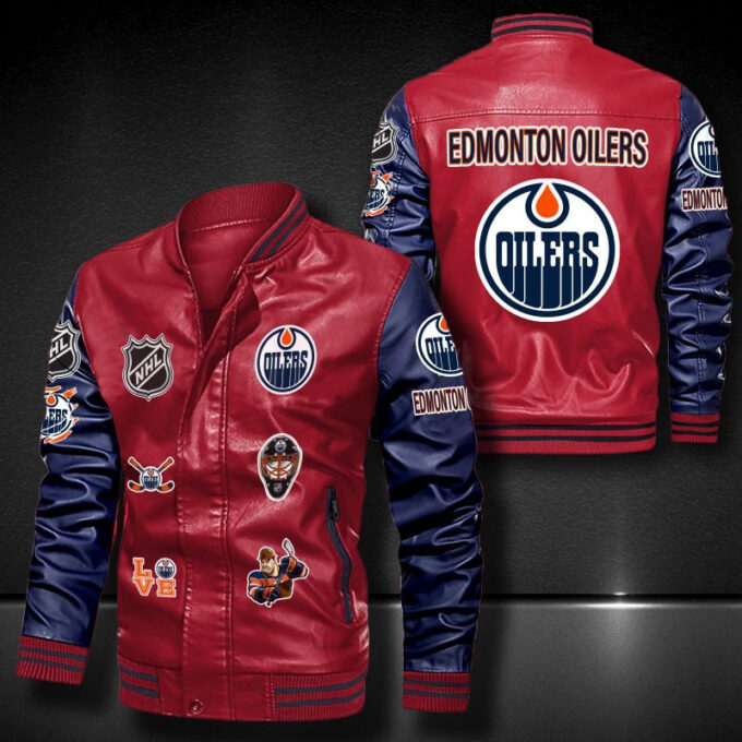 Edmonton Oilers Leather Bomber Jacket