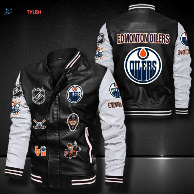 Edmonton Oilers Leather Bomber Jacket