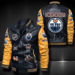 Edmonton Oilers Leather Bomber Jacket