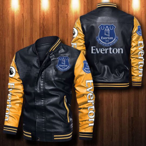 Everton Fc Leather Bomber Jacket