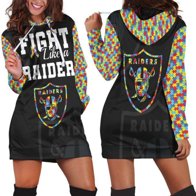 Fight Like A Oakland Raiders Hoodie Dress For Women