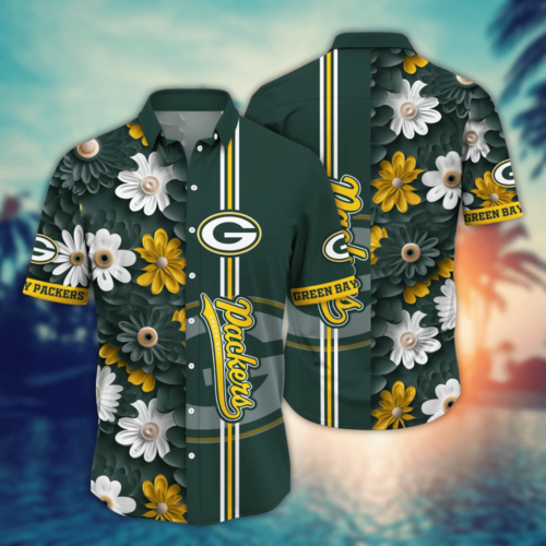 Green Bay Packers NFL Flower Hawaii Shirt   For Fans, Summer Football Shirts