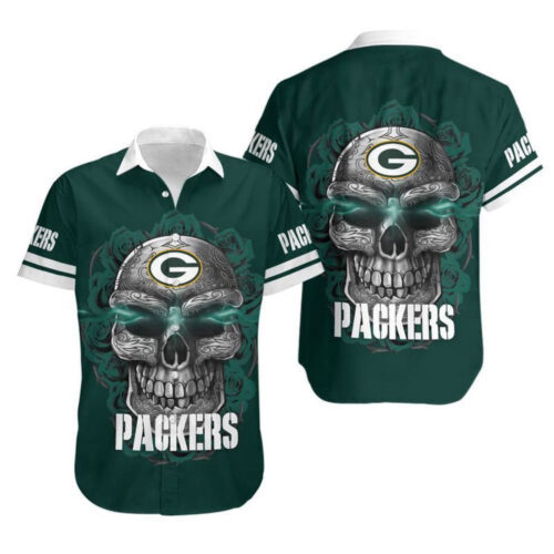 Green Bay Packers Sugar Skull NFL Gift For Fan Hawaiian Shirt