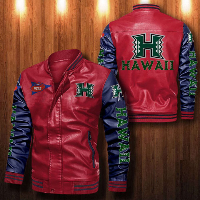 Hawaii Rainbow Warriors Leather Bomber Jacket