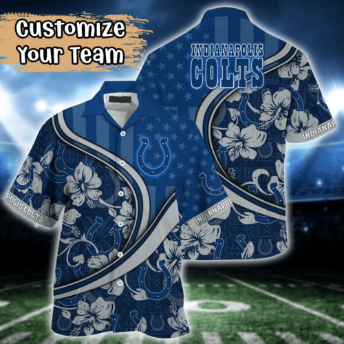 Indianapolis Colts NFL US Flag Flower Hawaii Shirt  For Fans, Custom Summer Football Shirts