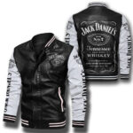 Jack Daniels Leather Leather Bomber Jacket