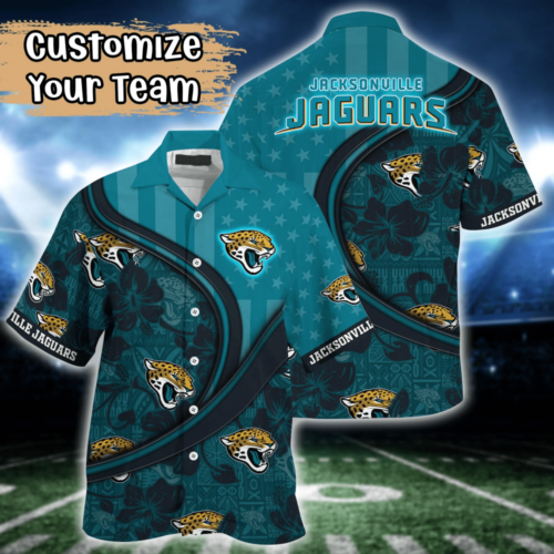 Jacksonville Jaguars NFL US Flag Flower Hawaii Shirt  For Fans, Custom Summer Football Shirts