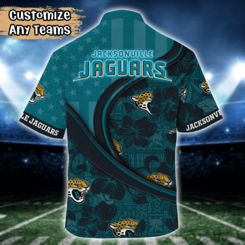 Jacksonville Jaguars NFL US Flag Flower Hawaii Shirt  For Fans, Custom Summer Football Shirts